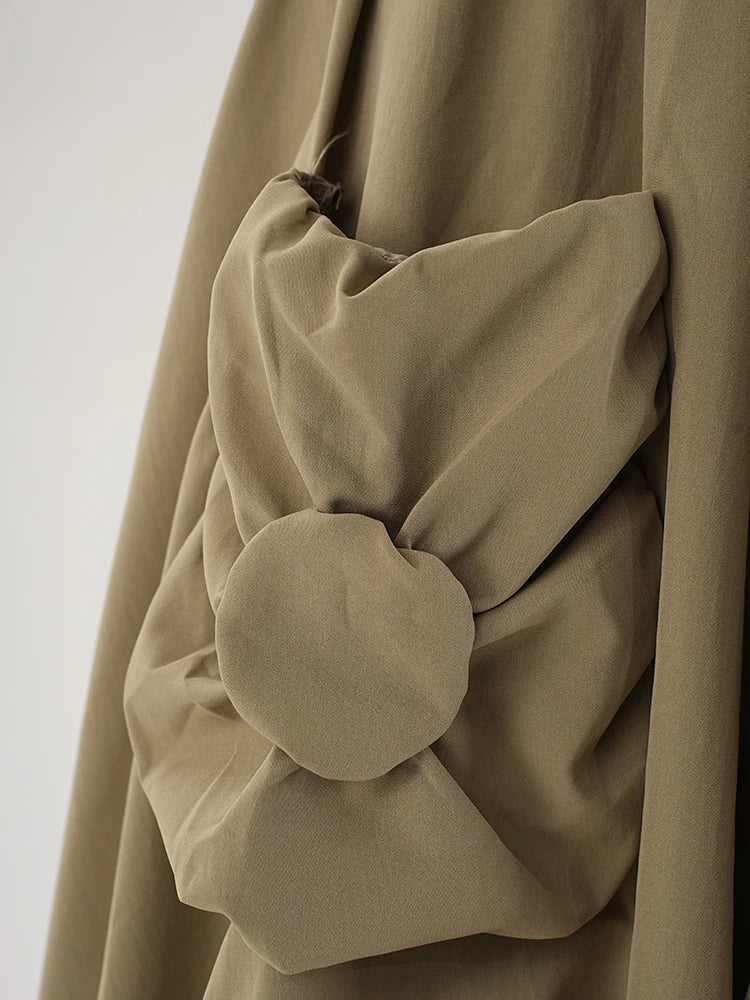 Skirt – High Elastic Waist – A-Line Silhouette – Khaki | KIMLUD
