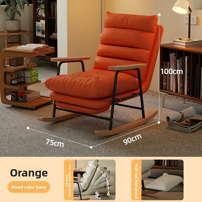 Modern Adjustable Backrest Leisure Living Room Chairs Luxury Rocking Chair for Bedroom Small Apartment Armchair Home Furniture