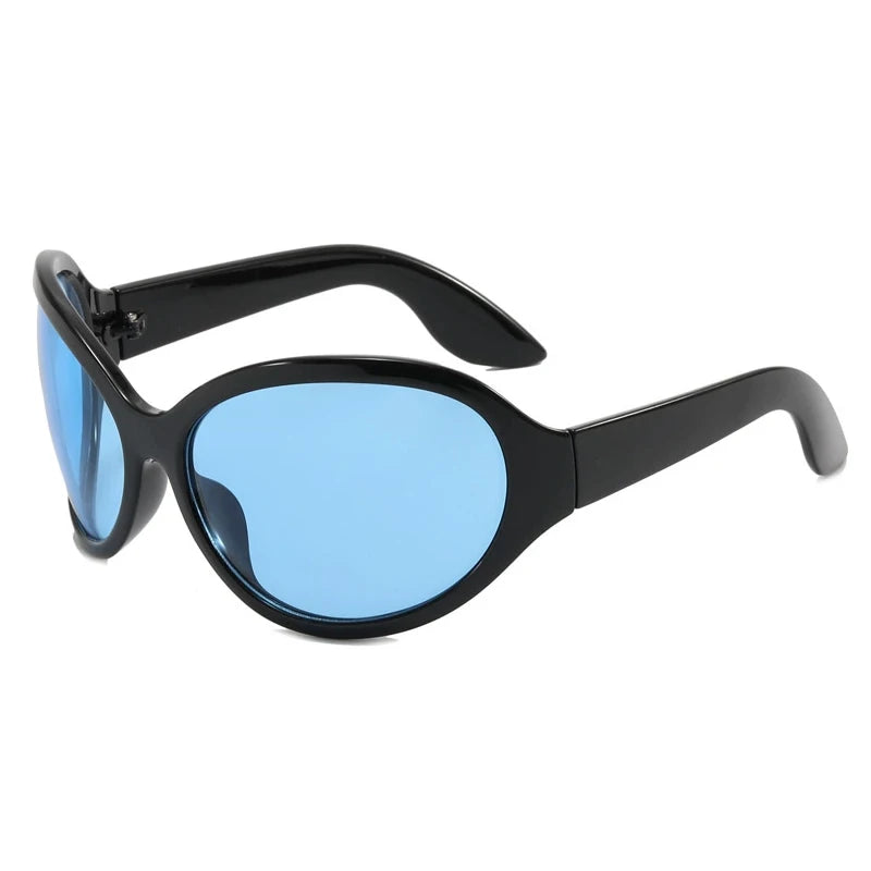 Oversized Oval Frame Sunglasses UV400 Lenses — Black | KIMLUD