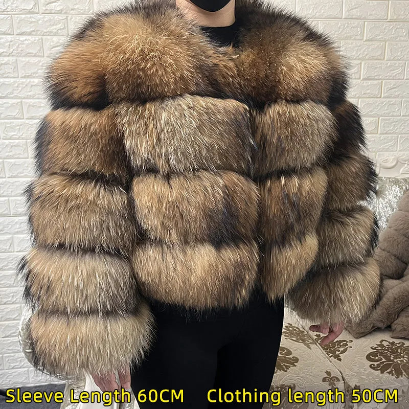KIMLUD, 2024 maomaokong Super Hot Winter Women Luxury Thick Real Raccoon Fur Coat Natural Fox Fur Jacket Plus Size Jackets Female Vest, sleeve 60cm-3 / 10XL, KIMLUD APPAREL - Womens Clothes
