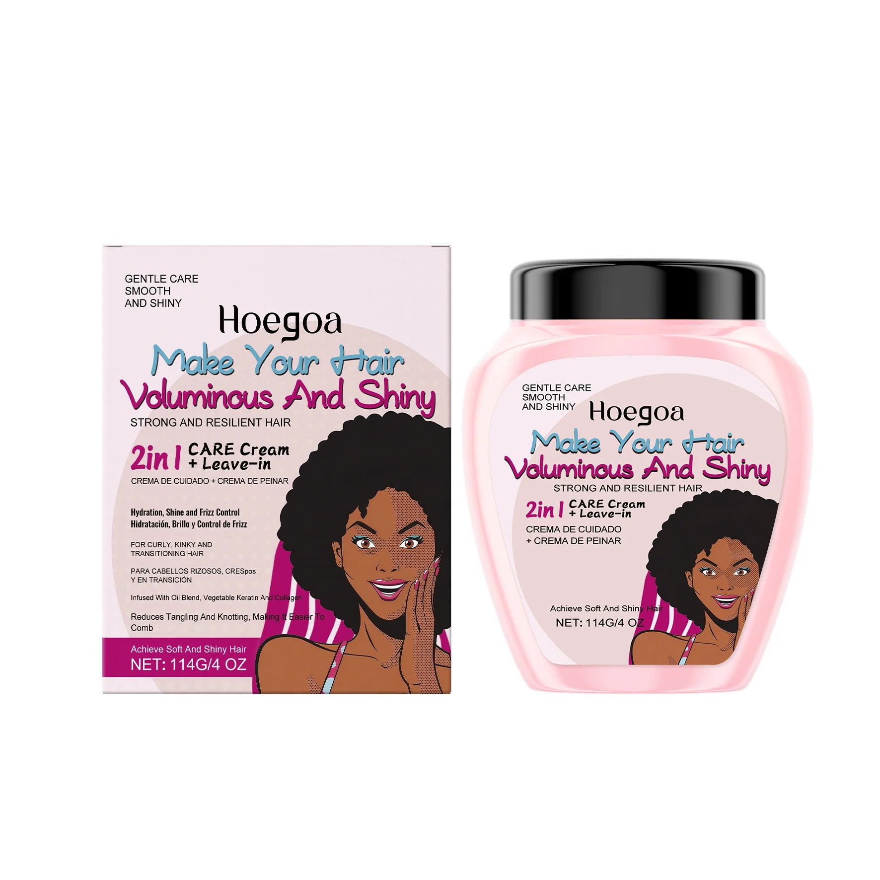 Plant Keratin Leave-In Conditioner Cream With Argan Oil Repairing & Frizz Control — Pink | KIMLUD
