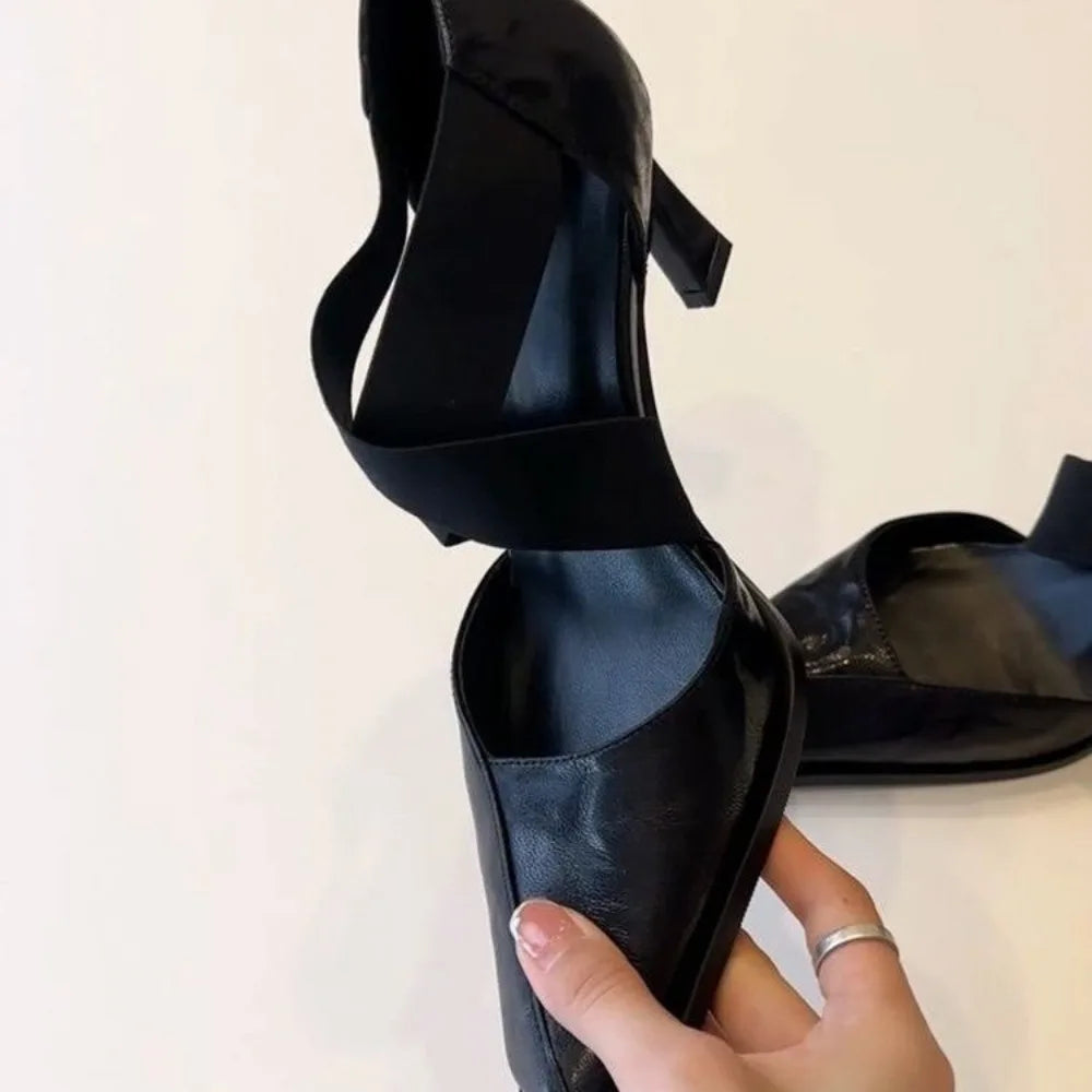 Mary Jane Shoes – Cross Elastic Strap – Square Toe Silhouette | KIMLUD