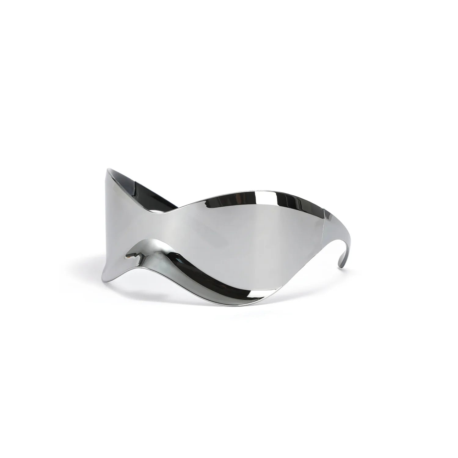 Metallic Mirrored Wraparound Sunglasses — Silver | KIMLUD
