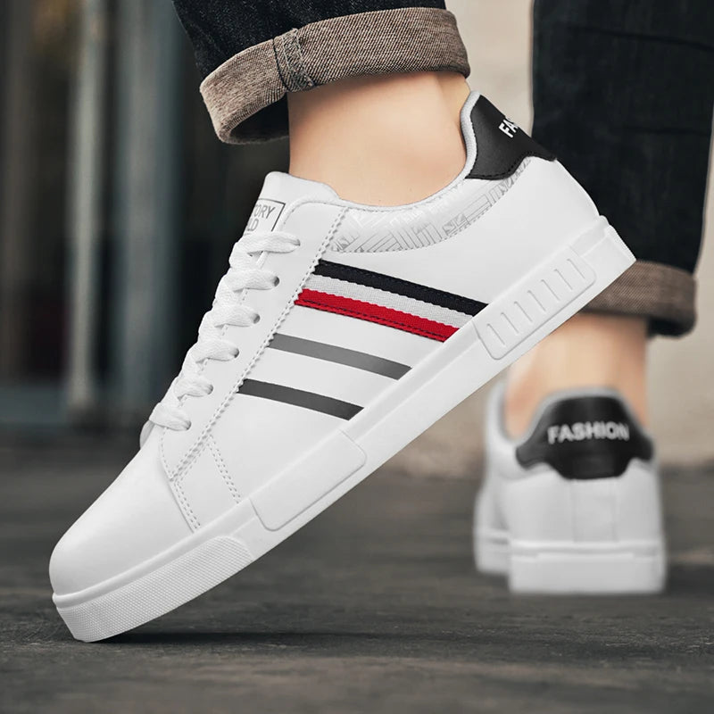 Platform Sneakers Vulcanized Lace-Up Running Design With Personalization — White | KIMLUD