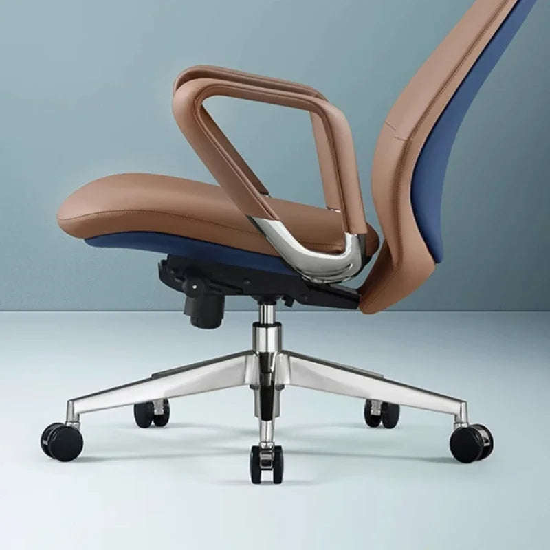 Elastic Leather Office Chair Ergonomic Modern — Blue | KIMLUD