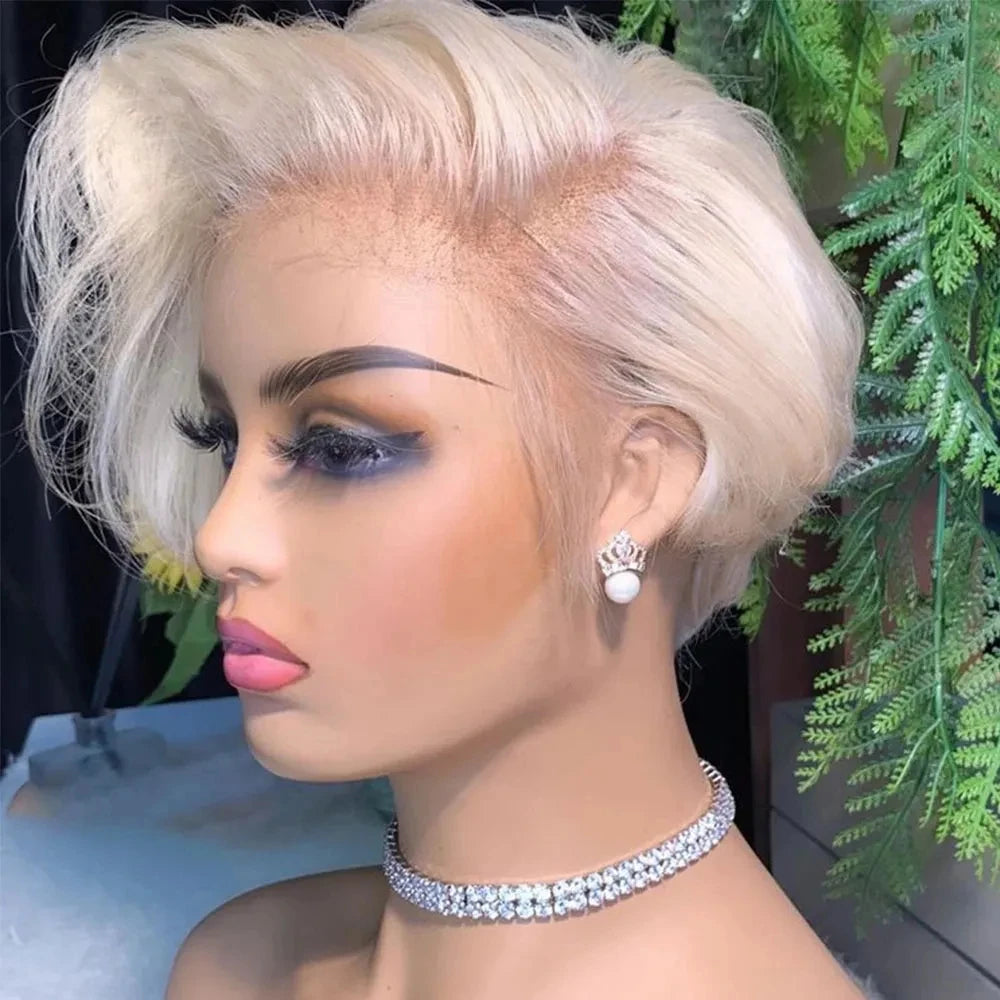 Pixie Cut Wig Human Hair Lace Front — Elegant Blonde | KIMLUD