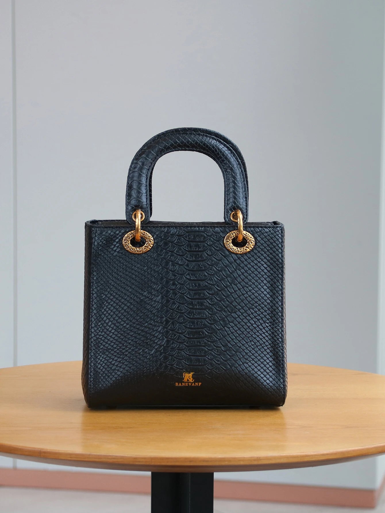 Leather Leopard Pattern Mini Handbag — Black | KIMLUD