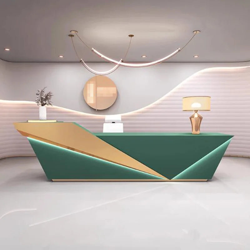 Sculpted Marble Reception Desk With Integrated Storage — Charcoal | KIMLUD