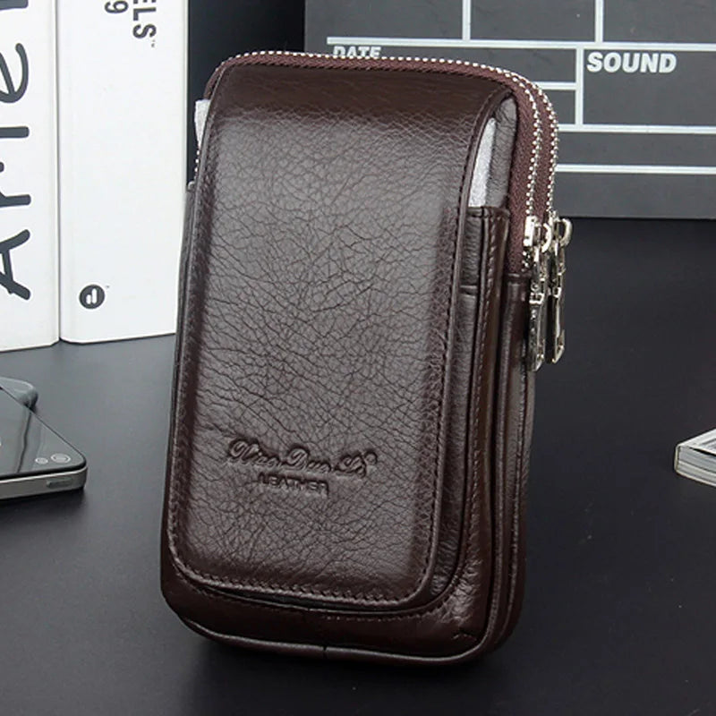 Genuine Leather Waist Pack Coin Pouch — Black | KIMLUD