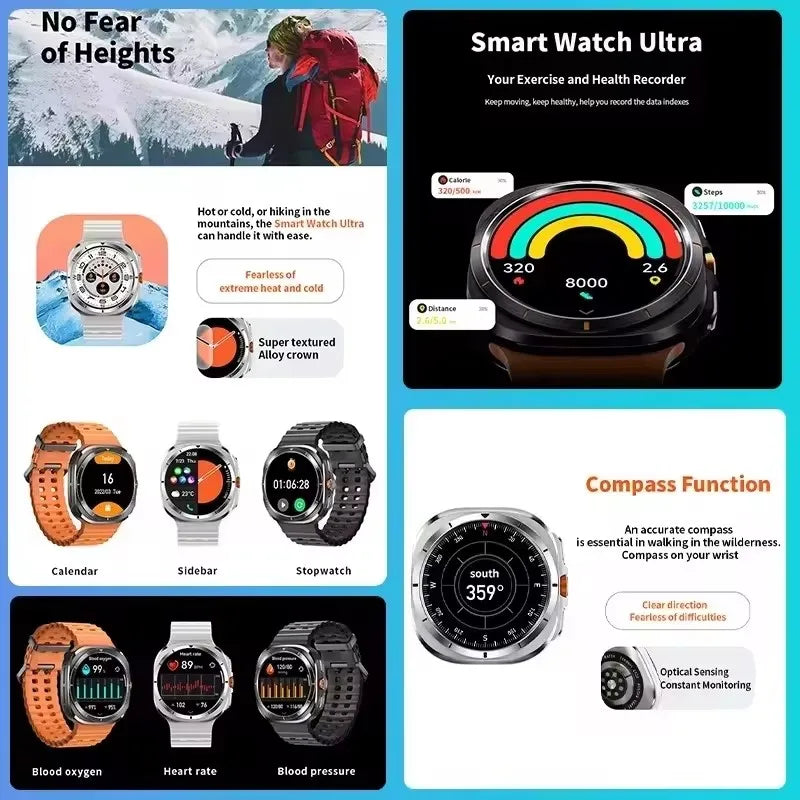2025 New DT Watch 7 Ultra Smart Watch Men 32GB Memory Video GPS NFC 47mm AMOLED Fitness Sports Tracker Health Smartwatches Women