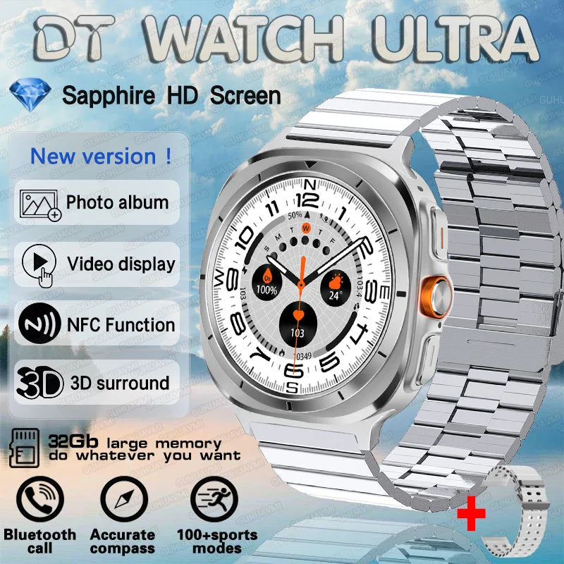 2025 New DT Watch 7 Ultra Smart Watch Men 32GB Memory Video GPS NFC 47mm AMOLED Fitness Sports Tracker Health Smartwatches Women