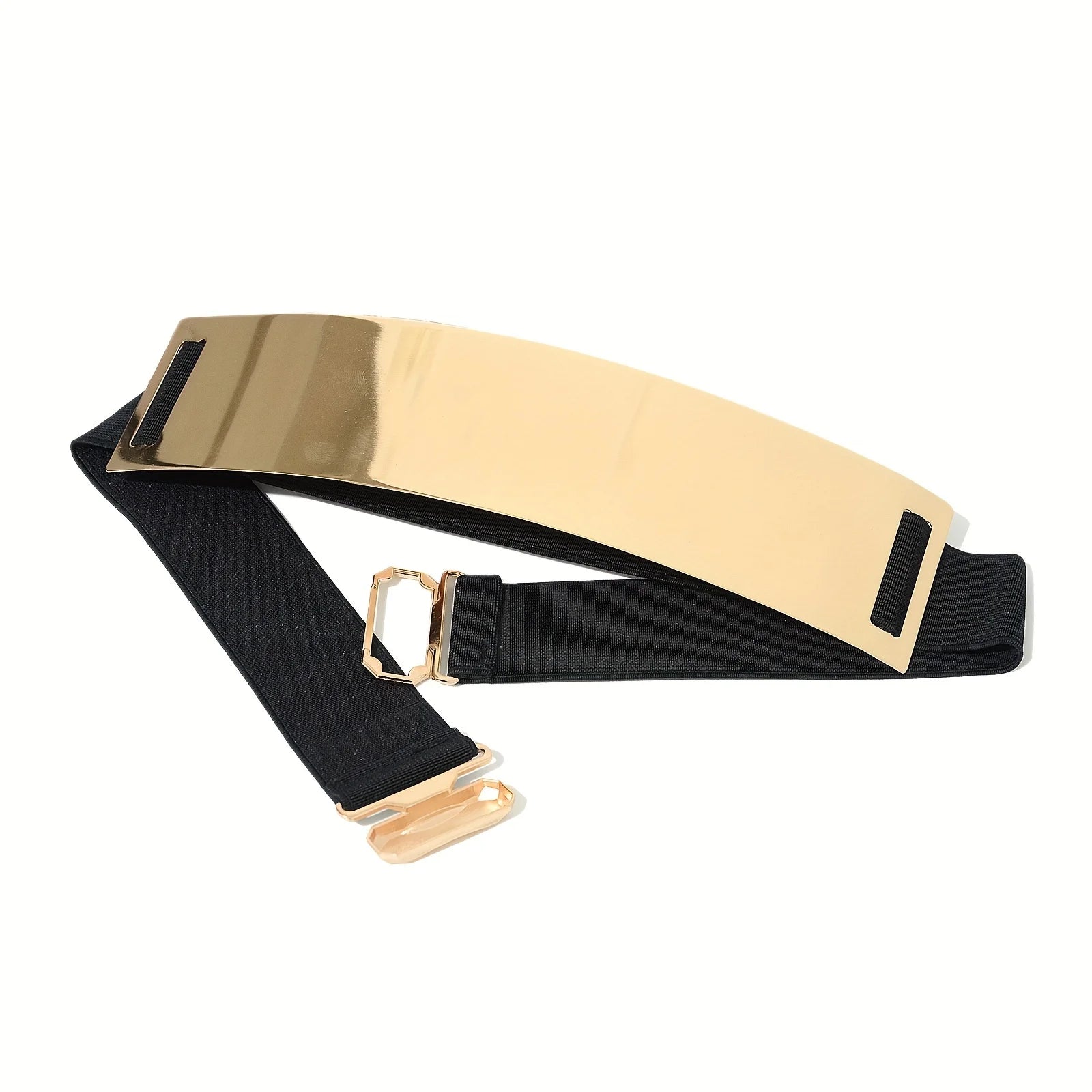 Belt – Punk Elegant Metallic Glossy Wide Waistband – Metal & Polyester | KIMLUD