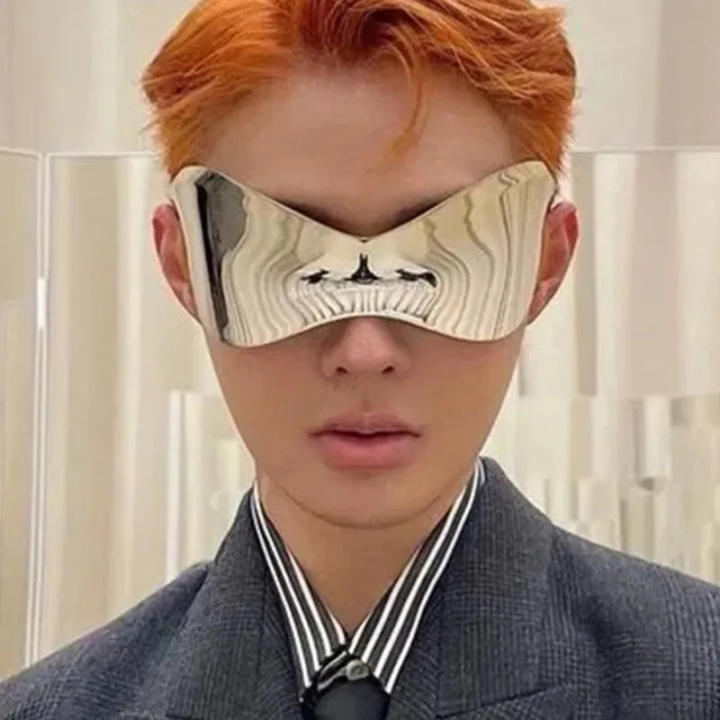 Metallic Mirrored Wraparound Sunglasses — Silver | KIMLUD