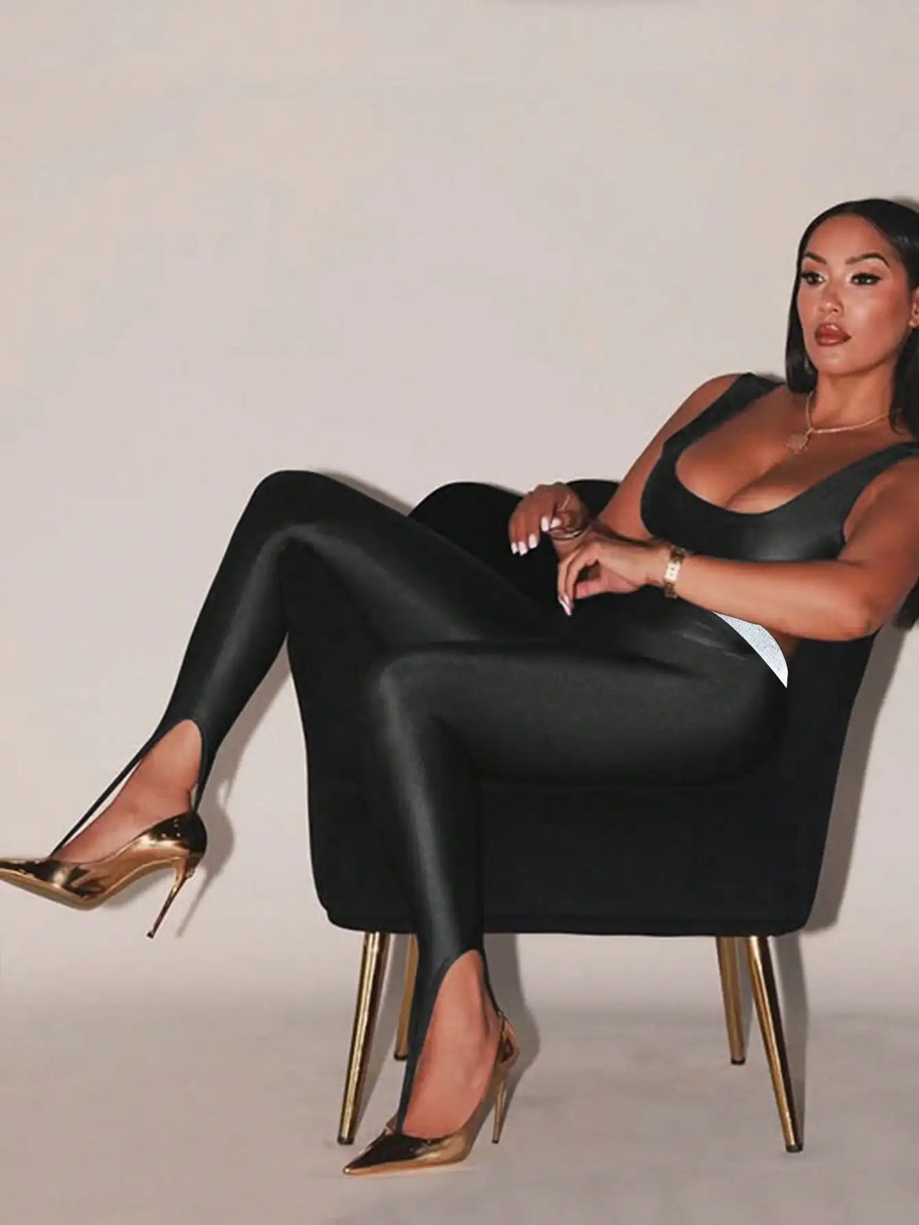 Spring And Summer Shiny High-waisted Lustrous Leggings Sexy And Elegant High-elasticity Silver-threaded Waist Skinny Pants