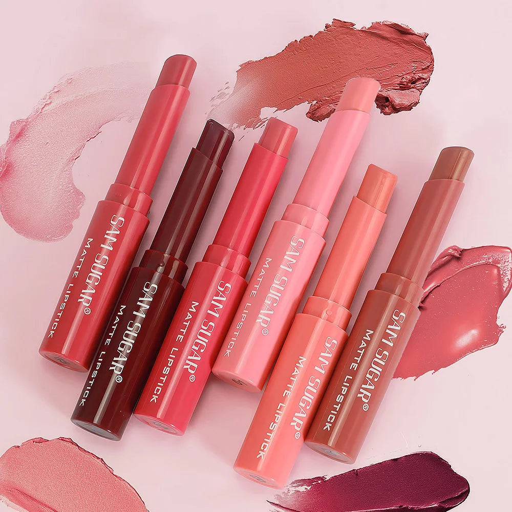 Nude Matte Lip Gloss 6 Colors Long-lasting Velvet Lipstick Waterproof Non-fade Non-stick Cup Lipsticks Women Makeup Cosmetics