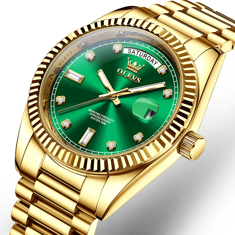 Gold-Tone Stainless Steel Automatic Watch Date — Gold | KIMLUD