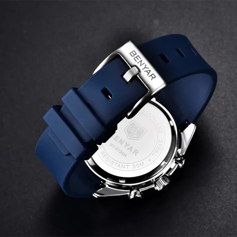 BENYAR Mens Watches Top Luxury Moon Watch For Men Quartz Chronograph Waterproof Military Sports Luminous Clock Reloj Hombre