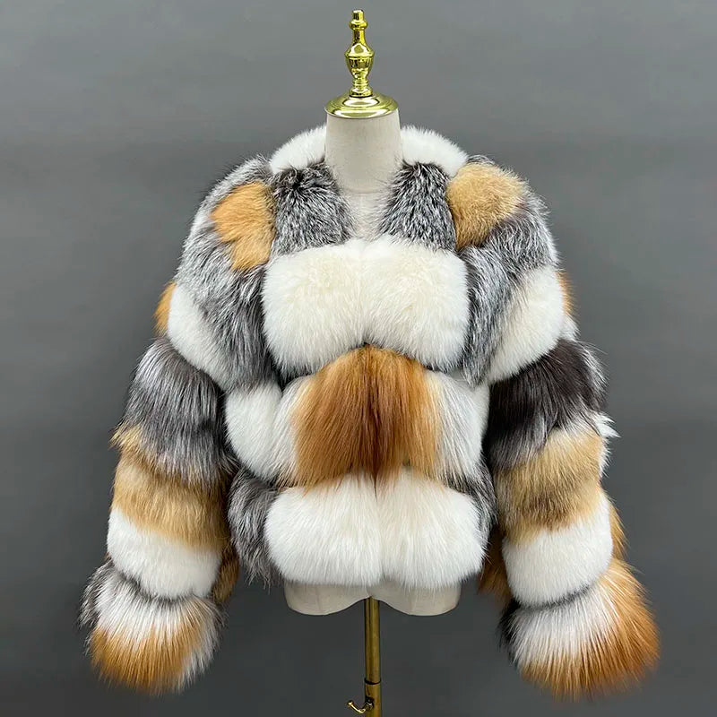 Women Winter Coats Warm Fox Fur Coats Real Natural Fox Fur Coat Fur Coat Thick Jackets V-neck New Arrival