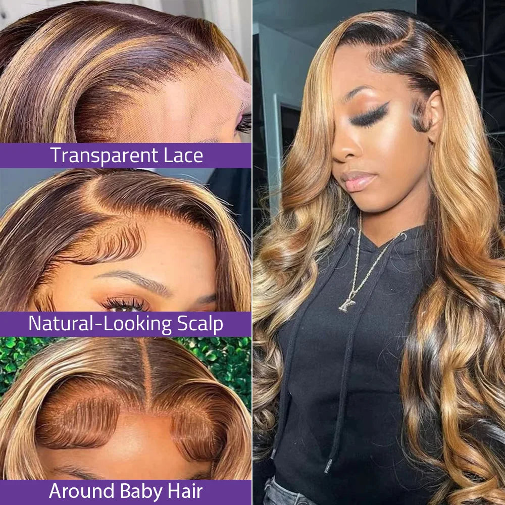Human Hair Body Wave Lace Front Wig 30 Inch HD Frontal — Honey Blonde | KIMLUD