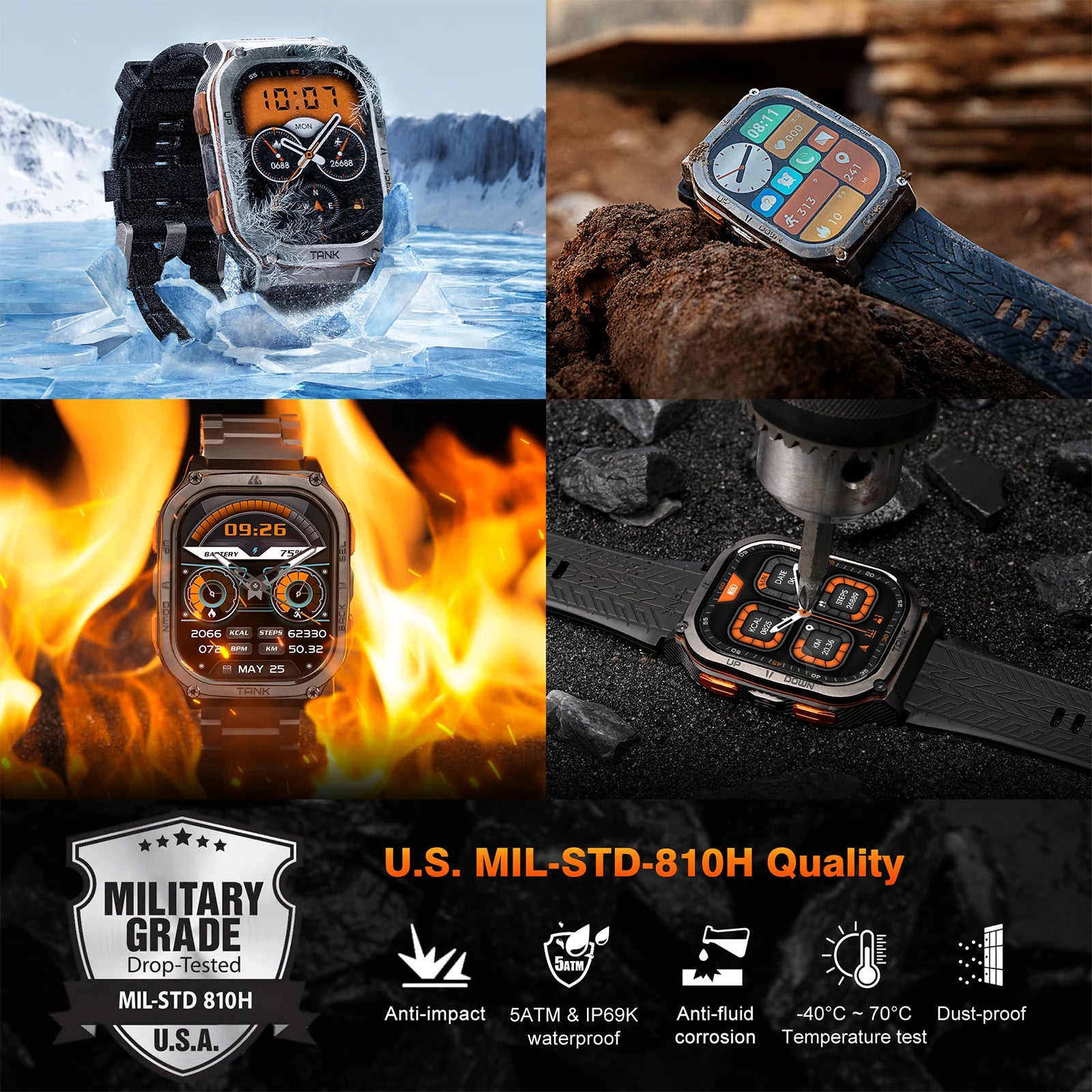2025 KOSPET TANK M3 Ultra GPS Smartwatches Men Women Waterproof Smart watch 480mAh Digital Fitness AOD Male Electronic Watches