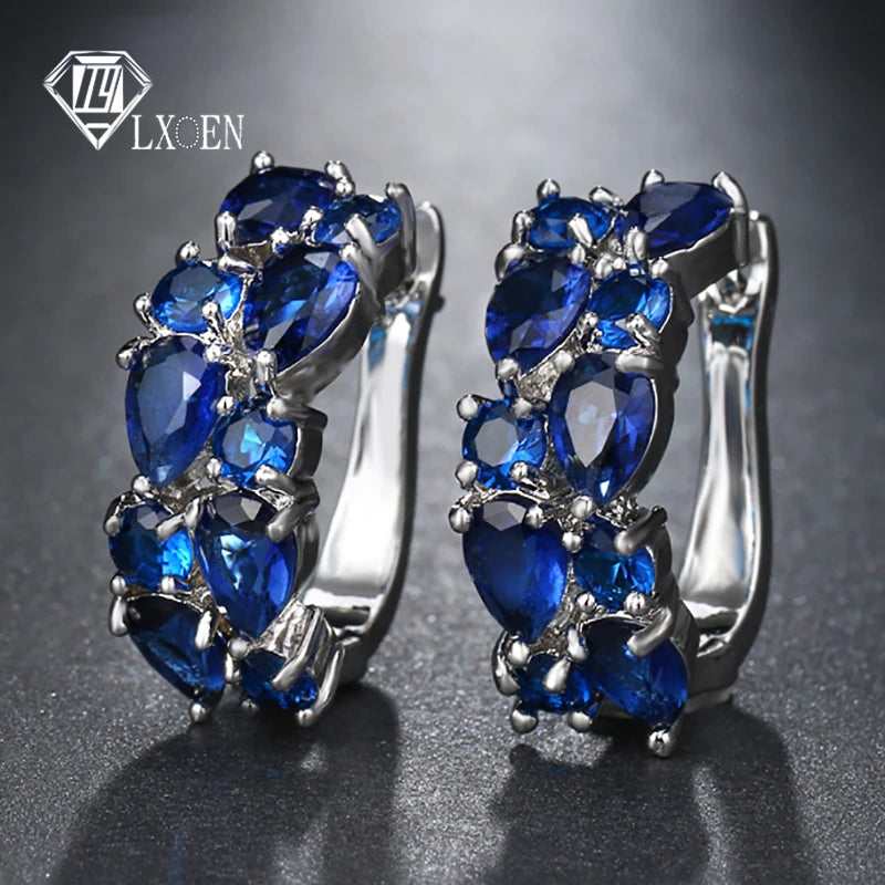 Semi-Precious Stone Stud Earrings Round — Silver | KIMLUD