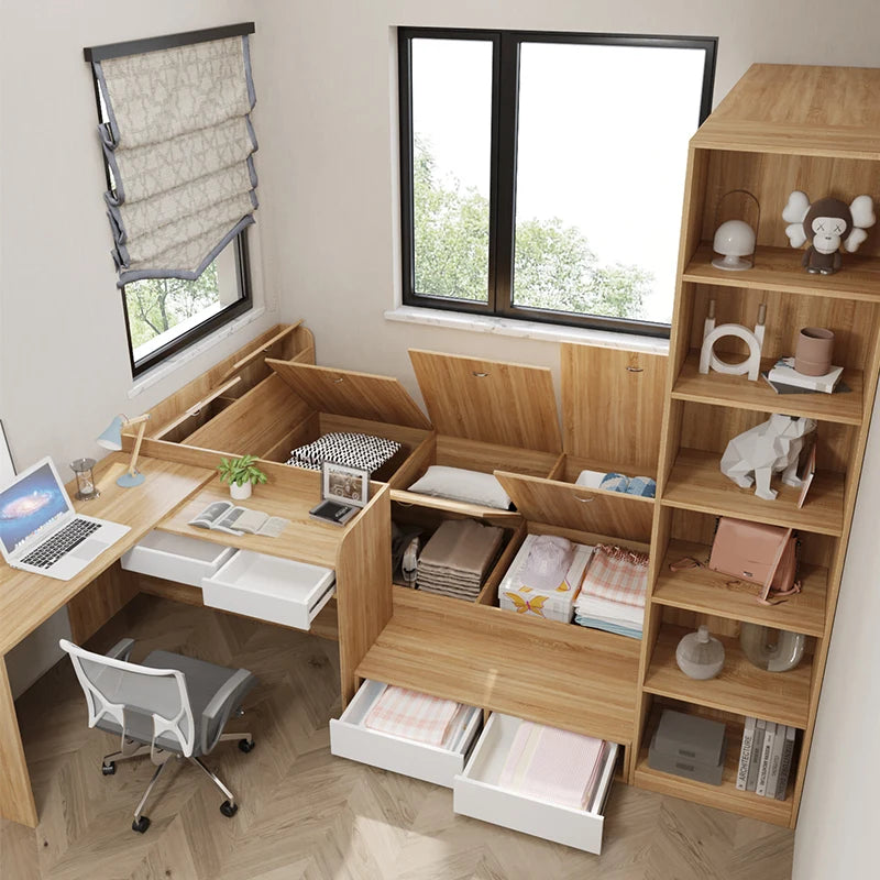 Stainless Steel Tatami Compact High Box — Natural Wood and White | KIMLUD