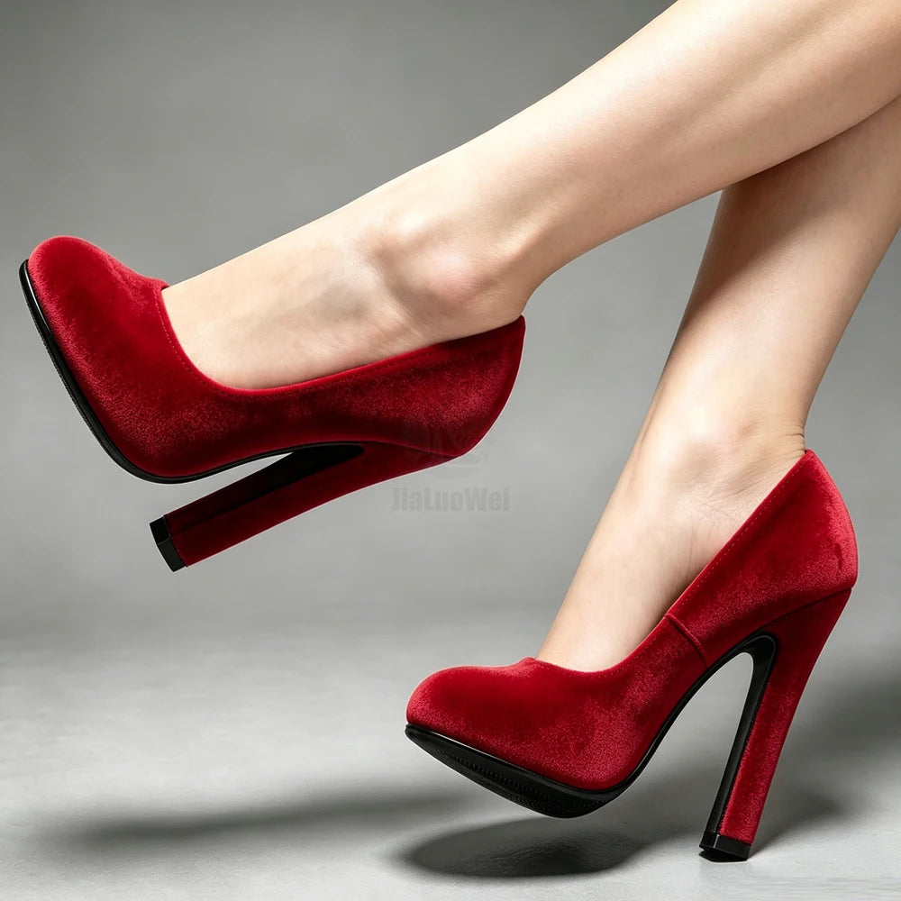 Pumps – 6 Inch Purple Suede – Block Heel – Plus Size Women | KIMLUD
