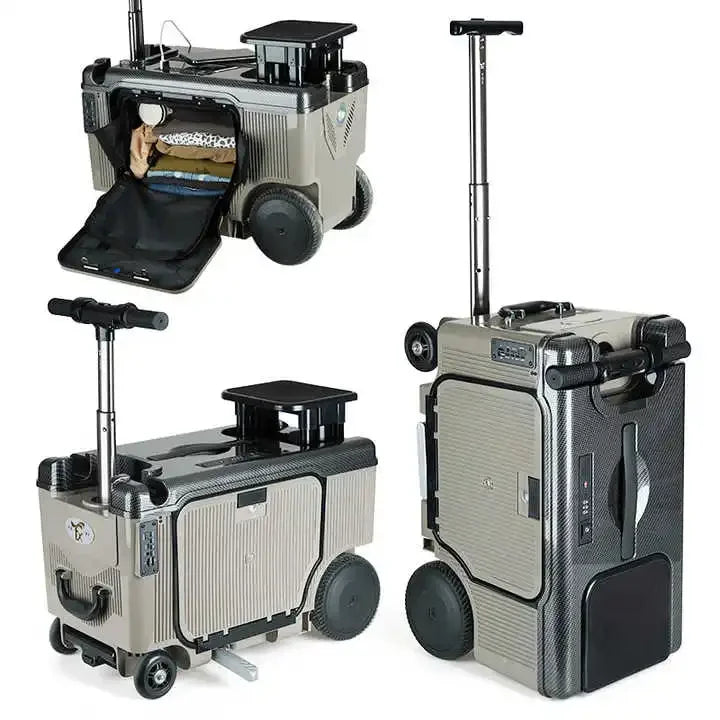Metallic Trolley Case With USB Charging — Metallic Silver | KIMLUD