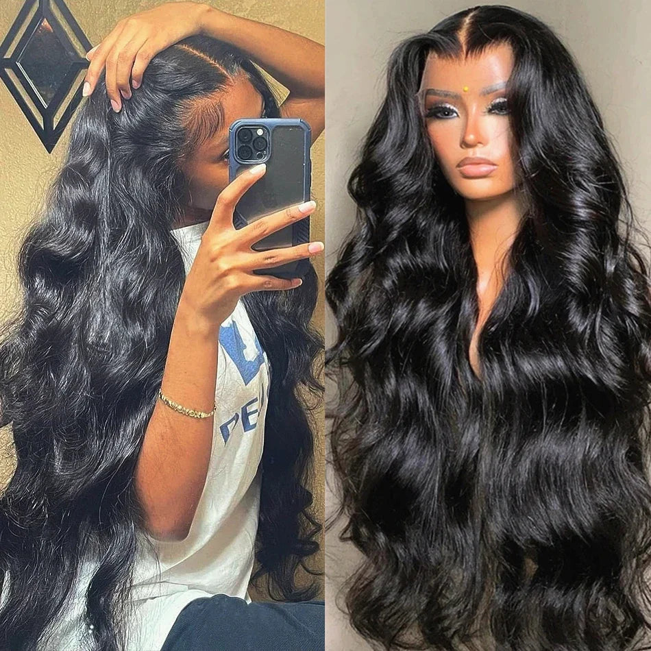 HD Lace Front Wig Body Wave 40 Inch 13x4 13x6 Pre Plucked Natural Hairline — Rich Black | KIMLUD