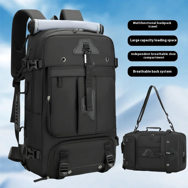 Large capacity men's backpack with high-end feel, travel backpack, sports outdoor luggage bag, mountain climbing bag, waterproof