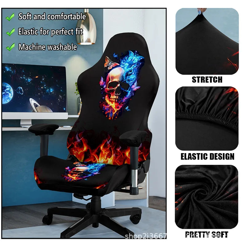 One-Piece Stretch Gaming Chair Cover Brilliant Green Light Chair Cover High Elasticity for Office Gaming Chairs Home Decoration