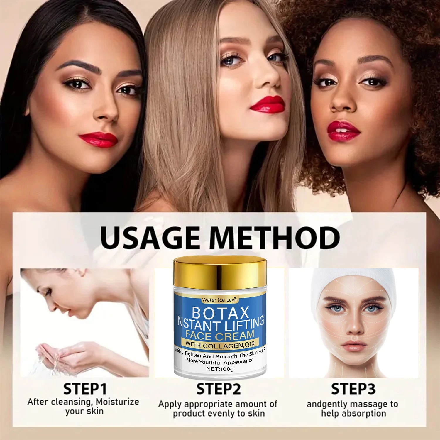 Instant Lifting Face Cream | Collagen + Q10 Boost | Visibly Tighter & Smoother Skin