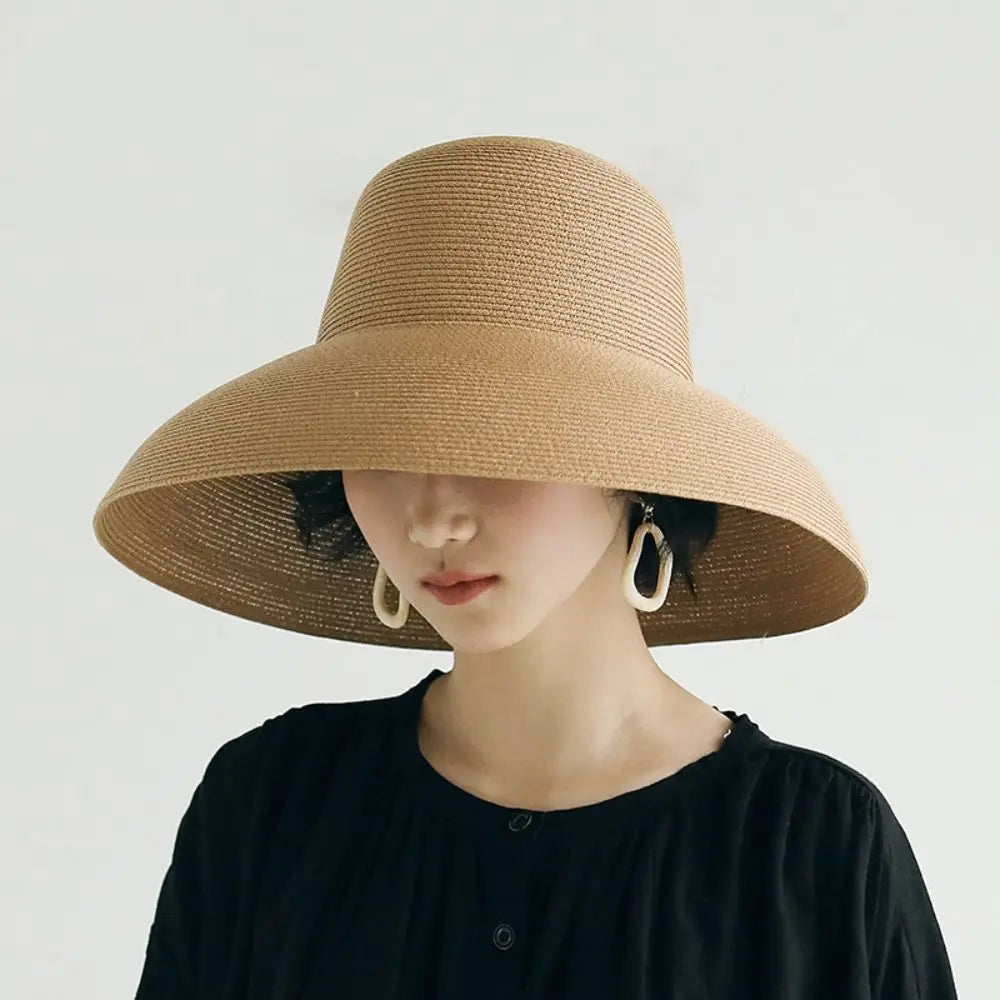 Casual Boho Straw Hat Wide Brim Visor Weave Hat Korean Style Breathable UV Protection Cap Girls