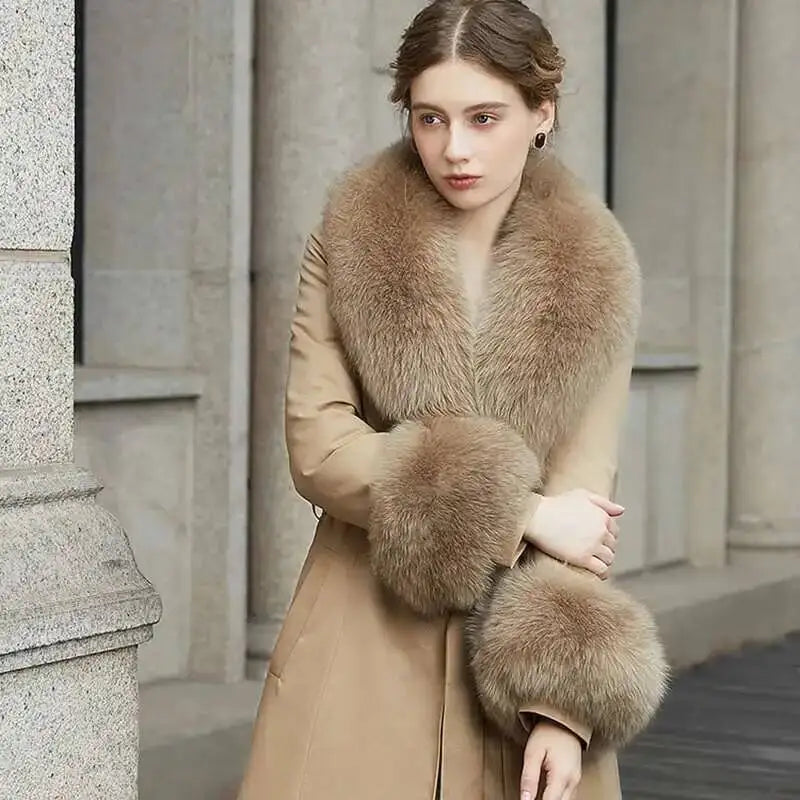Real Fox Fur Collar Cuffs Set For Women Men Winter Neck Warmer Furry Scarf Fluffy Pelt Fur Shawl Coat Overcoat Fashion Accessory