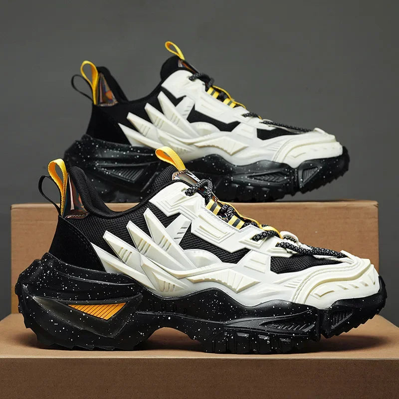 Men's Breathable Sports Casual Shoes Summer Trendy Black Heightening Dad Style Sneakers Mesh Uppers Rubber Soles Comfortable