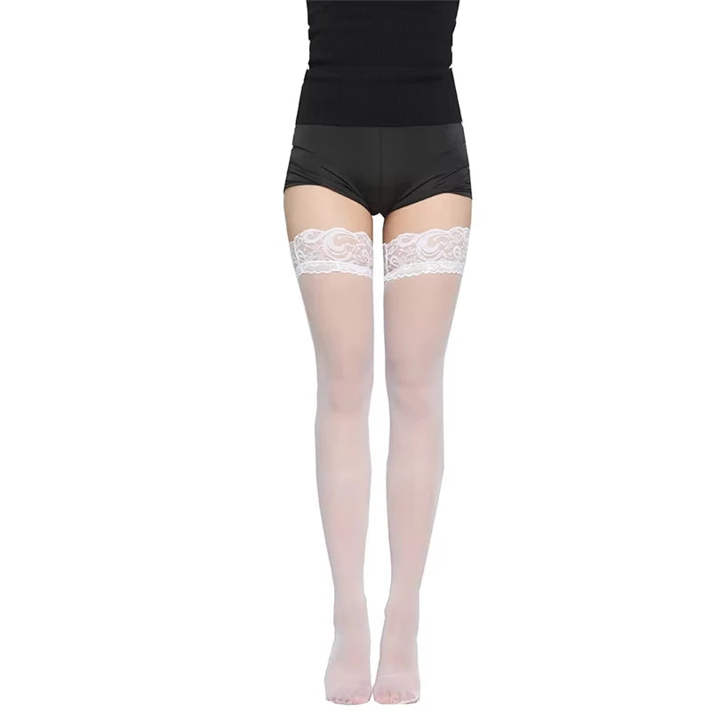 Nylon Lace Stockings Sheer Breathable — Black | KIMLUD