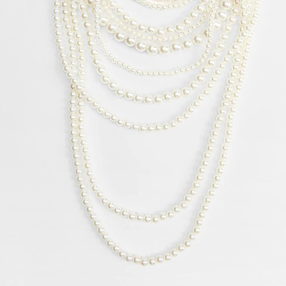 KIMLUD, Girlgo Zaa MULTI-STRAND FAUX PEARL NECKLACE,Autumn Suit Sweater, Long Necklace, Daily Shopping Wedding Jewelry, KIMLUD Womens Clothes