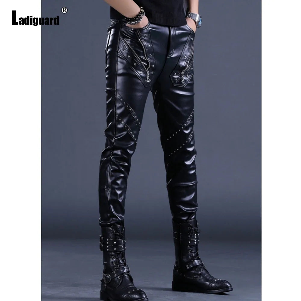 Men's Pants – Rock Style – PU Leather | KIMLUD