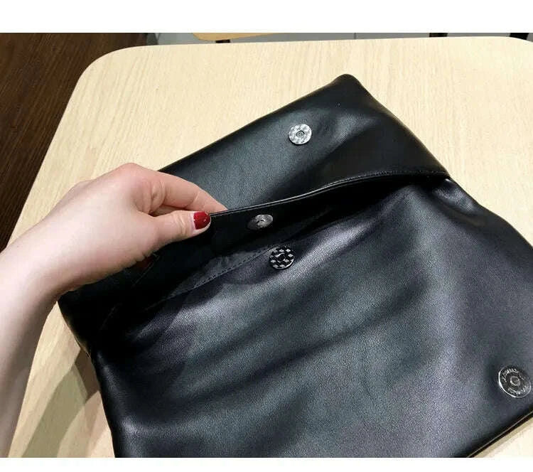 KIMLUD, Designer bag clutch party purse bag genuine leather women large big dumplings crimping pillow bag  pouch Cloud Bags, KIMLUD Womens Clothes