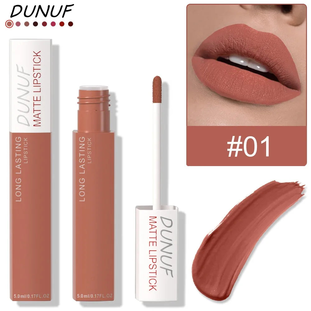 Non Stick Cup Liquid Lipstick Dark Purple Long Lasting Lip Gloss Matte Velvet Finish Resistant To Fading Waterproof Lip Cosmetic