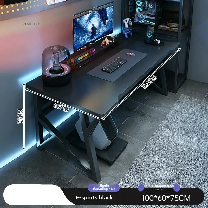 L-Shaped Double Computer Desk Home Office — Black | KIMLUD