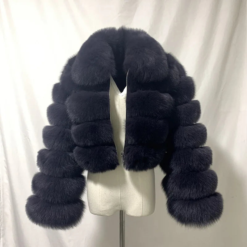 DEAT Fashion Women's Faux Fur Coat Lapel Zipper Long Sleeves Loose Thick Imitation  Fur Short Jacket Winter New 7AB6103