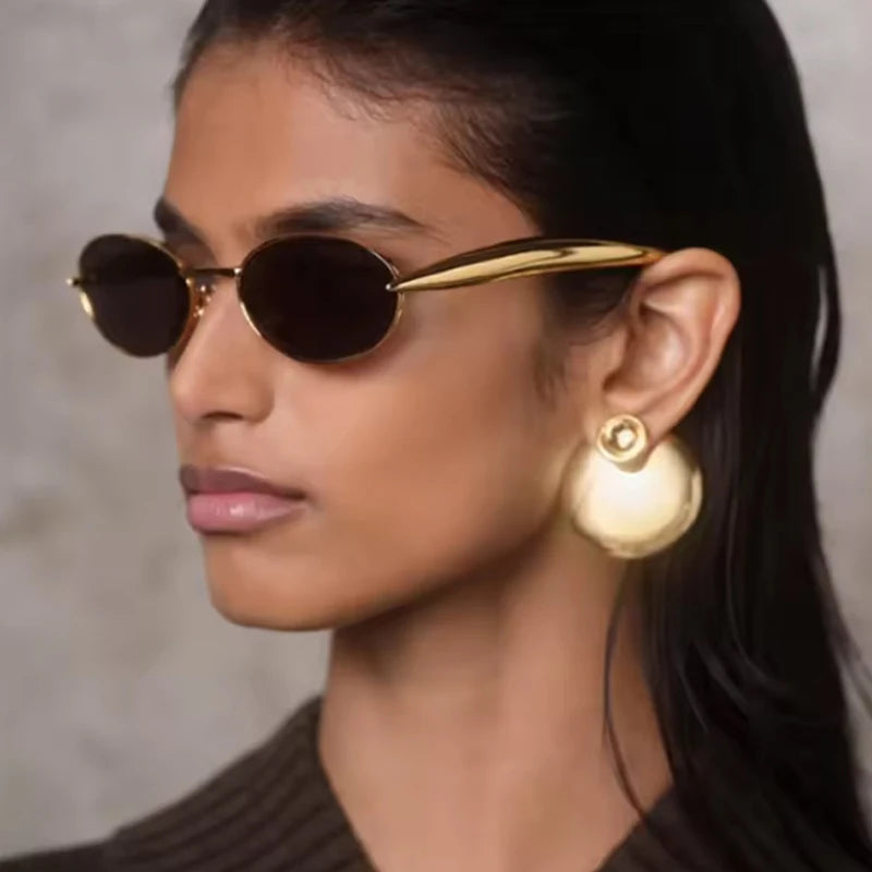 Metal Sunglasses Y2K Oval Small Frame — Colorful | KIMLUD