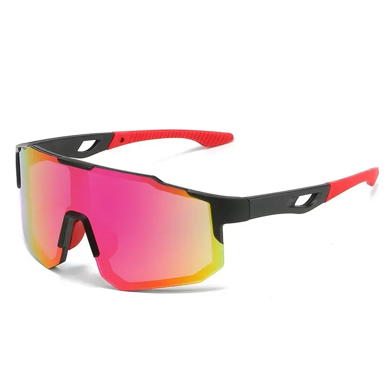 Wraparound Polycarbonate Cycling Sunglasses Big-Frame Silhouette — Black | KIMLUD