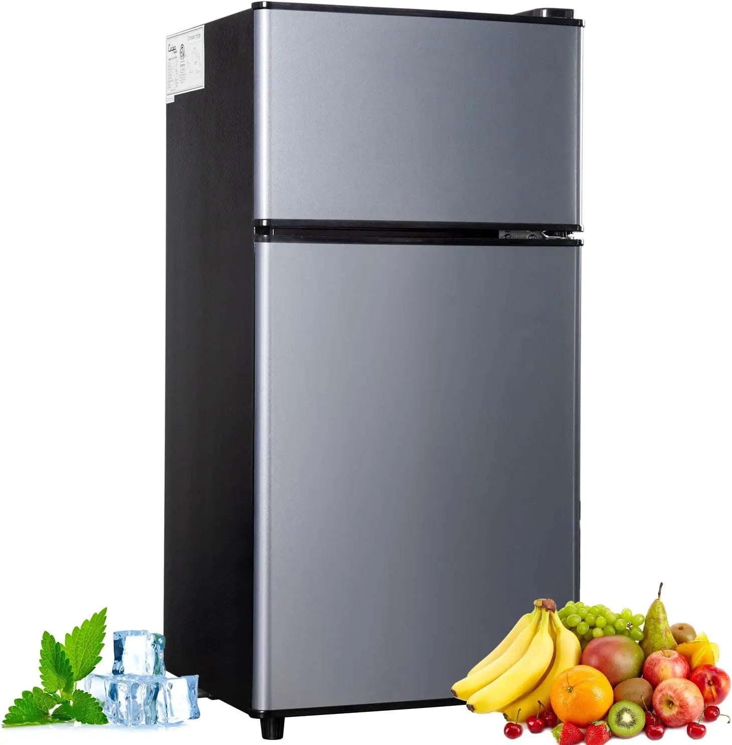Stainless Steel Mini Fridge Double-Door — Stainless Steel | KIMLUD
