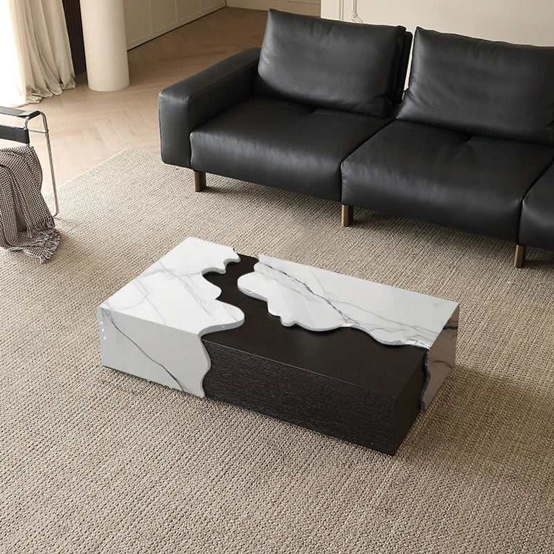 Italian Designer Marble Coffee Table - Minimalist Luxury Rectangle Art Furniture for Compact Living