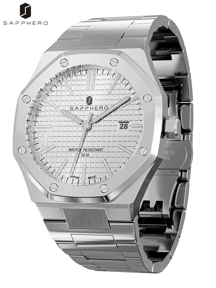 SAPPHERO Rose gold Men watches 30M waterproof stainless steels watches Quartz Watch  Men Business Fashion watches for men watche