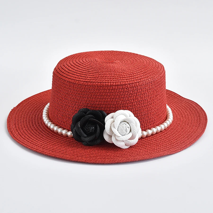 Straw French Style Classic Boater Hat — Beige | KIMLUD
