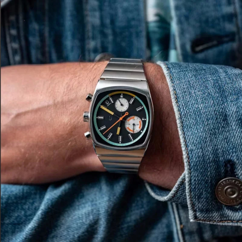 Stainless Steel Square Sports Watch Quartz Movement — Black | KIMLUD