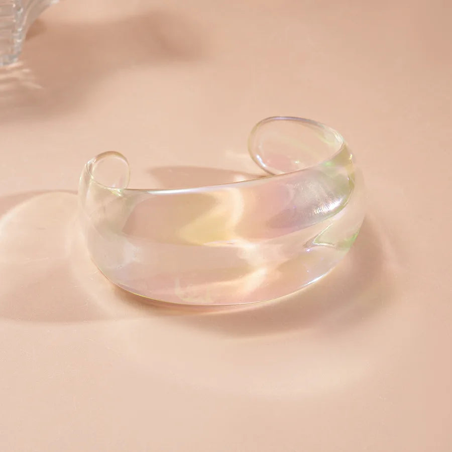 Bohemia Transparent Colorful Acrylic Opening Bangle for Women Irregular Large Wide Cuff Bracelet  New Trend Couple Jewelry F